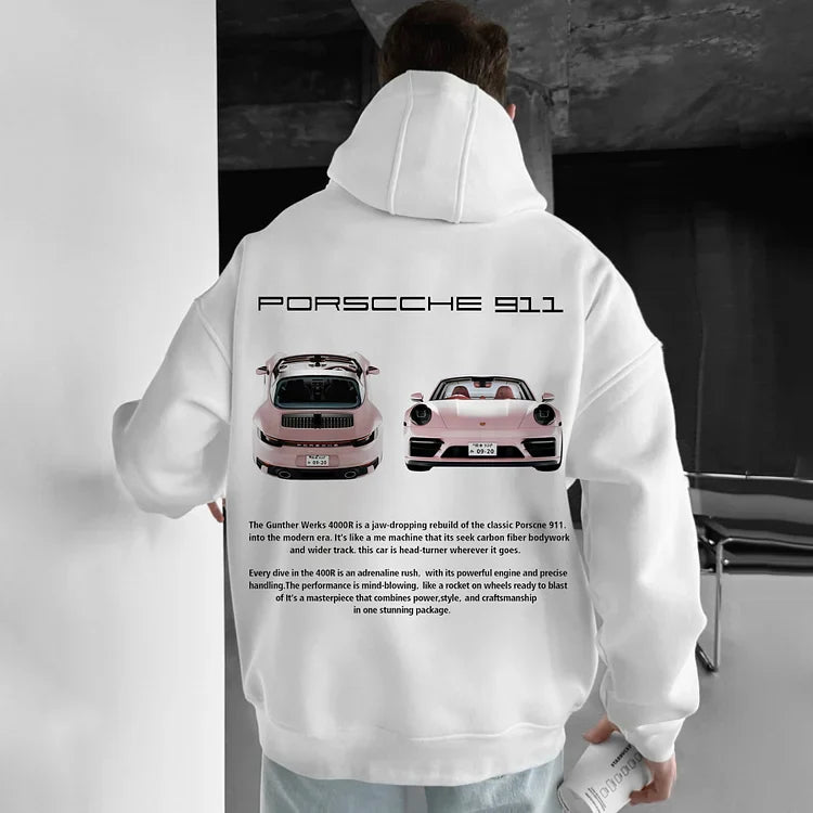 White/Pink 911 Back and Front Hoodie