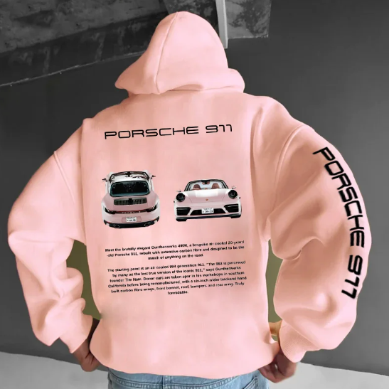 White/Pink 911 Back and Front Hoodie